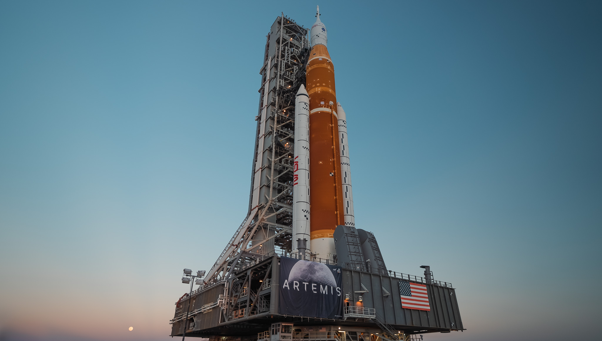 Space Launch System SLS in launch position