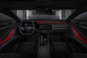 Dodge Charger Daytona SRT EV focused cockpit interior infotainment display 